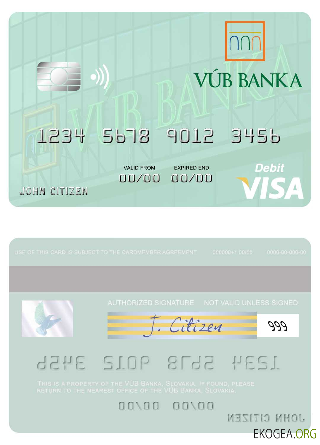 Carte de débit visa Slovaquie VÚB Banka